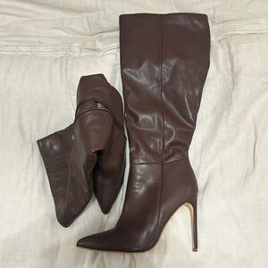 Brown knee high boots